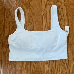 New w/ Tags. Aerie ribbed bathing suit top in white, size M.